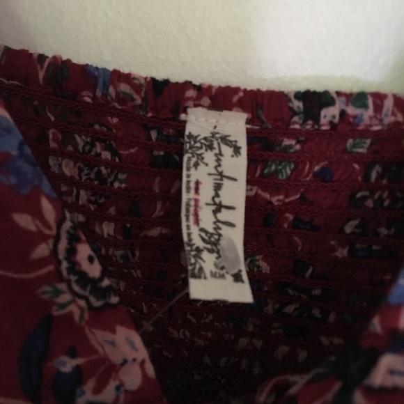 NWOT Free People burgundy floral top size M - Picture 3 of 7